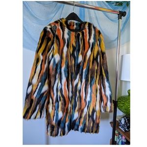 Multi Coloured f21 faux fur jacket